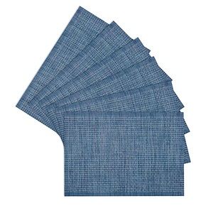 Rainer Set of 6 Blue Woven Vinyl Placemats, 18x13